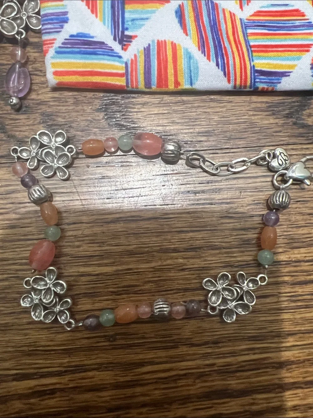 Brighton Multicolor Pink Green Purple Beaded Necklace, Bracelet & Earrings